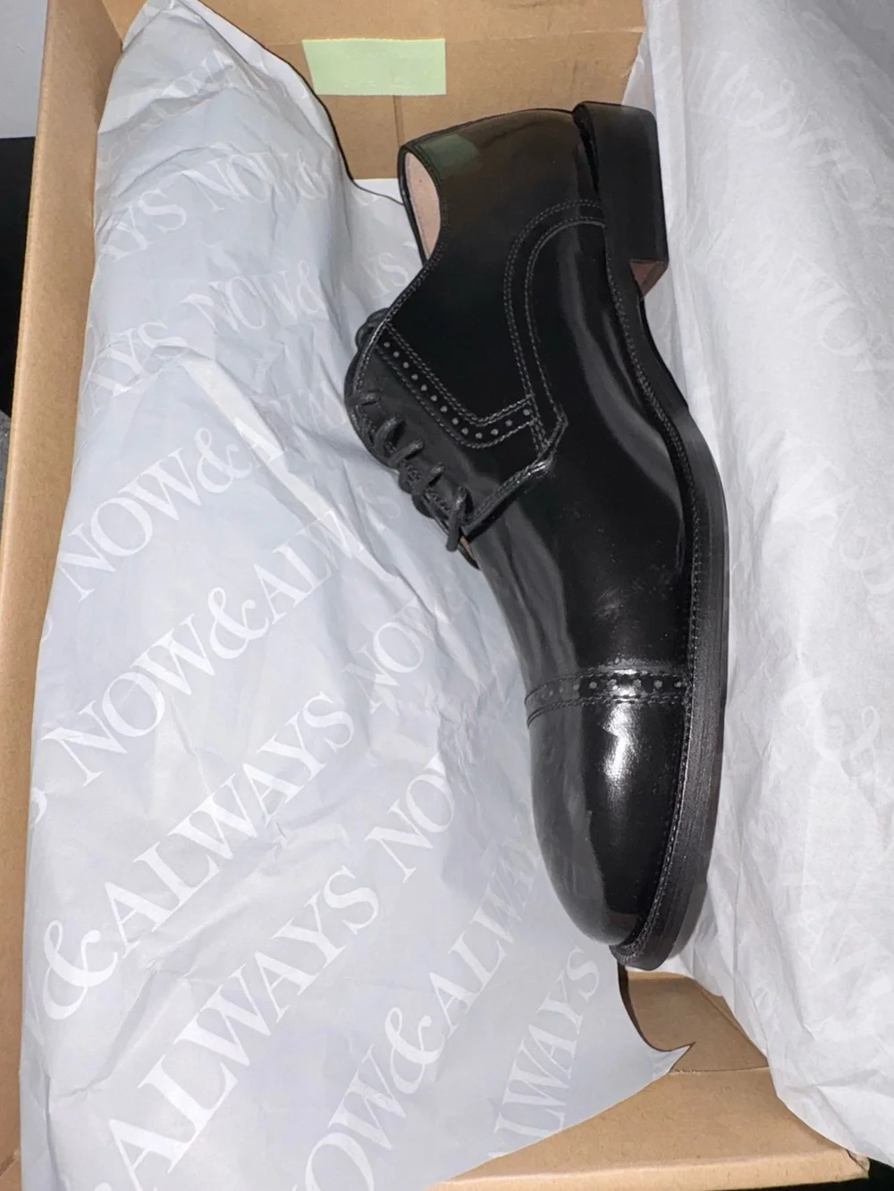 Johnston & Murphy Bradford Black Leather Cap Toe Oxfords Size 9 D NIB